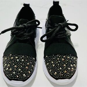 Carvela Kid's Black and Silver Embellished Sneakers